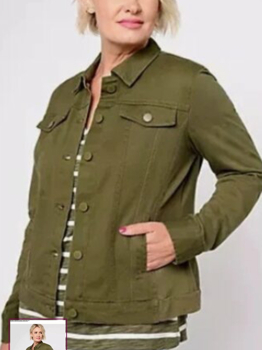 Belle by Kim Gravel NAVY BLUE Twill Jacket With Stretch Cotton Sleeves And Back